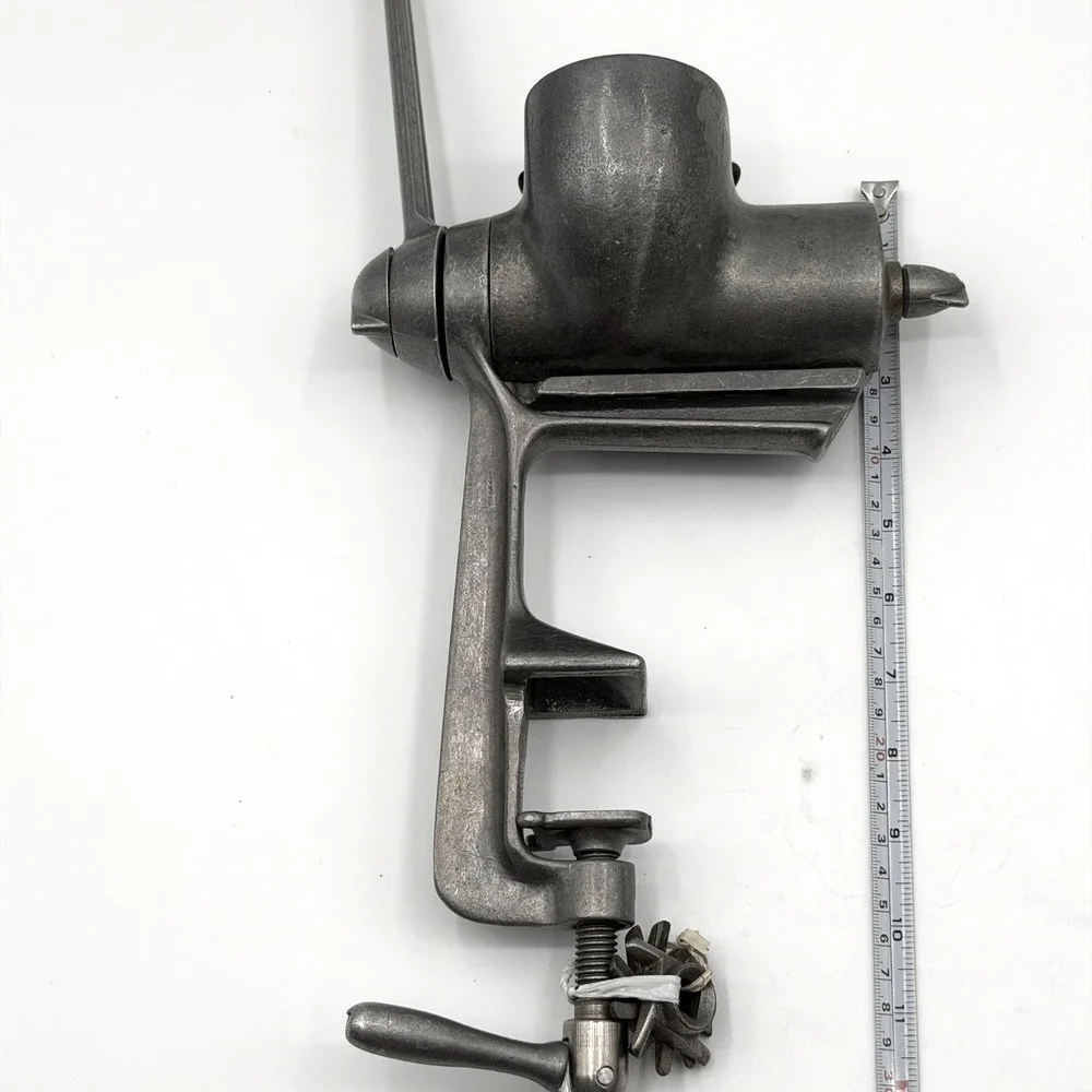 Vintage Ebaloy Cast Aluminum Meat Grinder Food Chopper Clamp On Red Handle